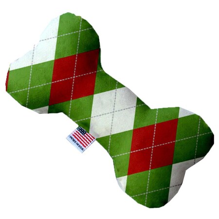 Mirage Pet Products Christmas Argyle Canvas Bone Dog Toy 10 in. 1304-CTYBN10